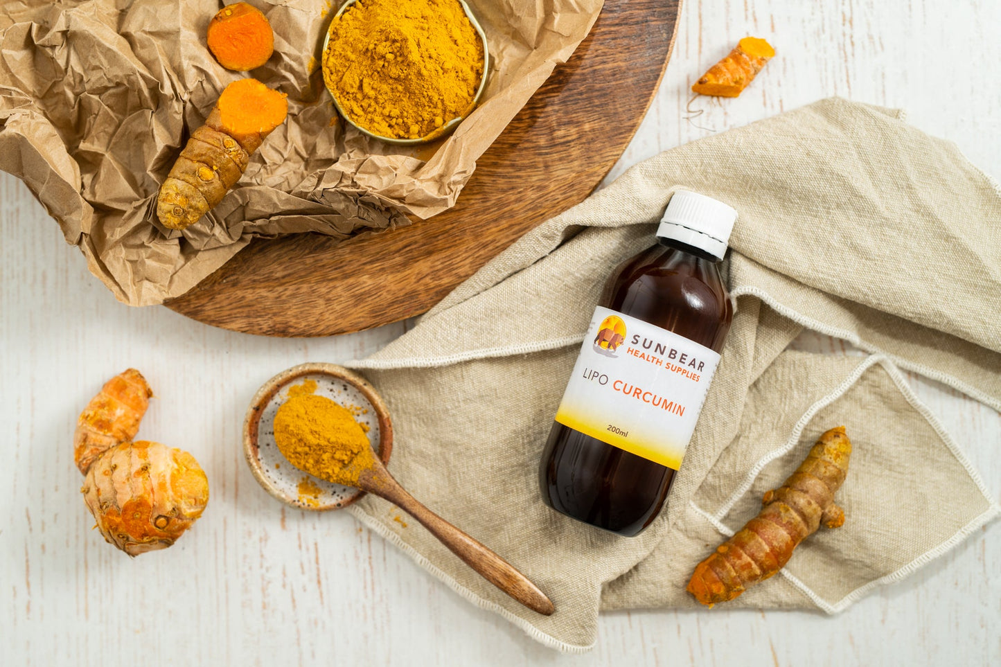 Lipo PEA (Palmitoylethanolamide) 200ml + Liposomal Curcumin 200ml-Sunbear Health