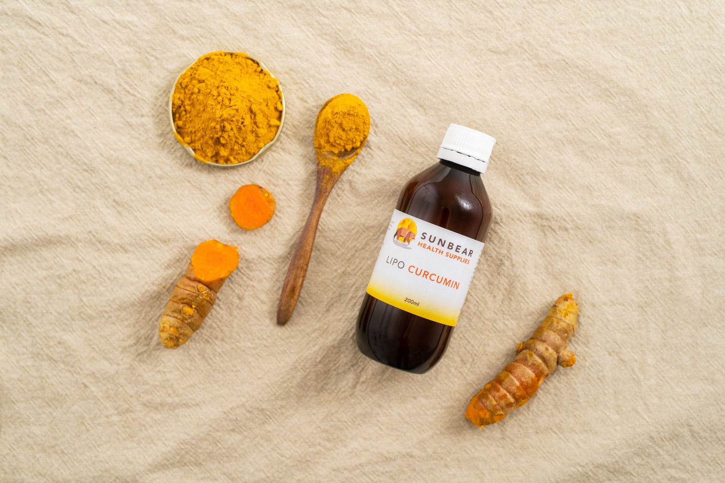 Lipo PEA (Palmitoylethanolamide) 200ml + Liposomal Curcumin 200ml-Sunbear Health