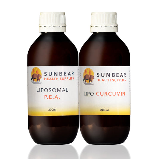 Lipo PEA (Palmitoylethanolamide) 200ml + Liposomal Curcumin 200ml-Sunbear Health